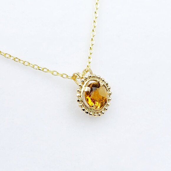 10K Yellow Gold Genuine Citrine 6x6mm (0.75ct) Pendant - Picture 2 of 5